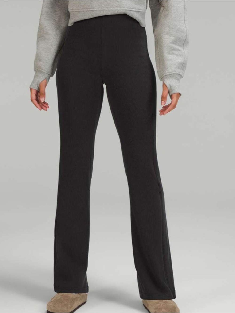 Lululemon‎ Brushed Softstreme Ribbed zip flared pant 32.5” black size 0